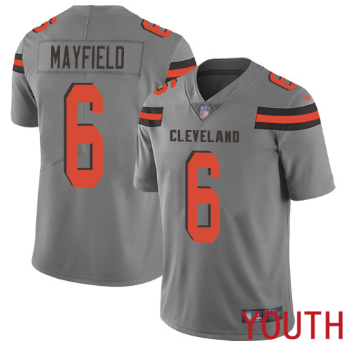 Cleveland Browns Baker Mayfield Youth Gray Limited Jersey #6 NFL Football Inverted Legend->youth nfl jersey->Youth Jersey